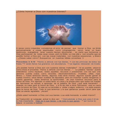 Cómo honrar a dios con nuestros bienes