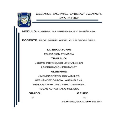 Cómo introducir las literales en la primaria