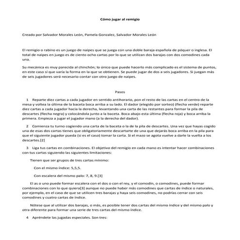 Cómo jugar al remigio