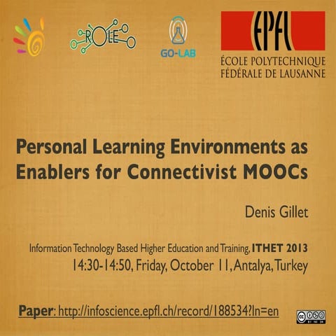 Personal Learning Environments as Enablers for Connectivist MOOCs
