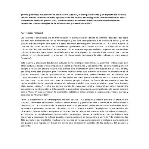 Como Podemos Emprender La ProduccióN Cultural