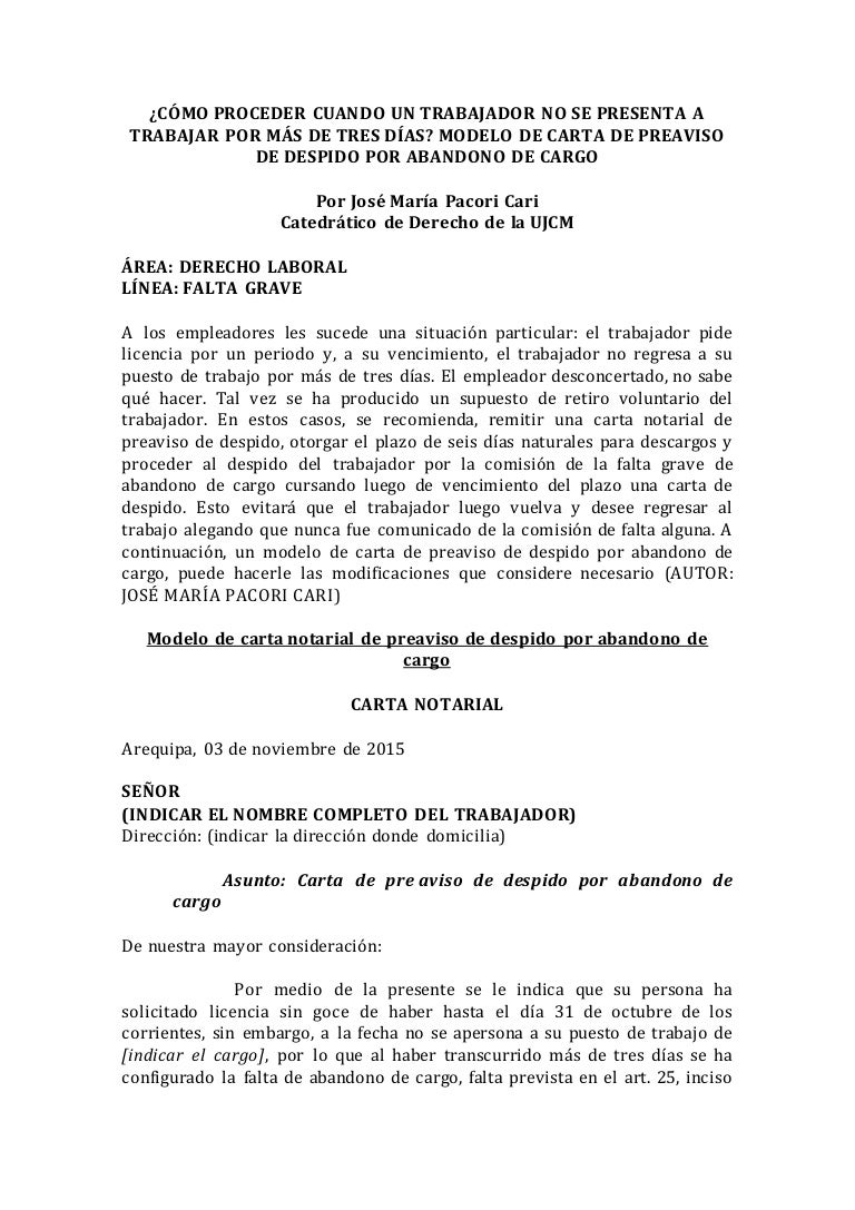 Modelo Carta Preaviso 15 Dias Despido 2020 Idea E Inspiración