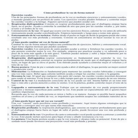 5 ejercicios para mejorar el tono de voz | PDF