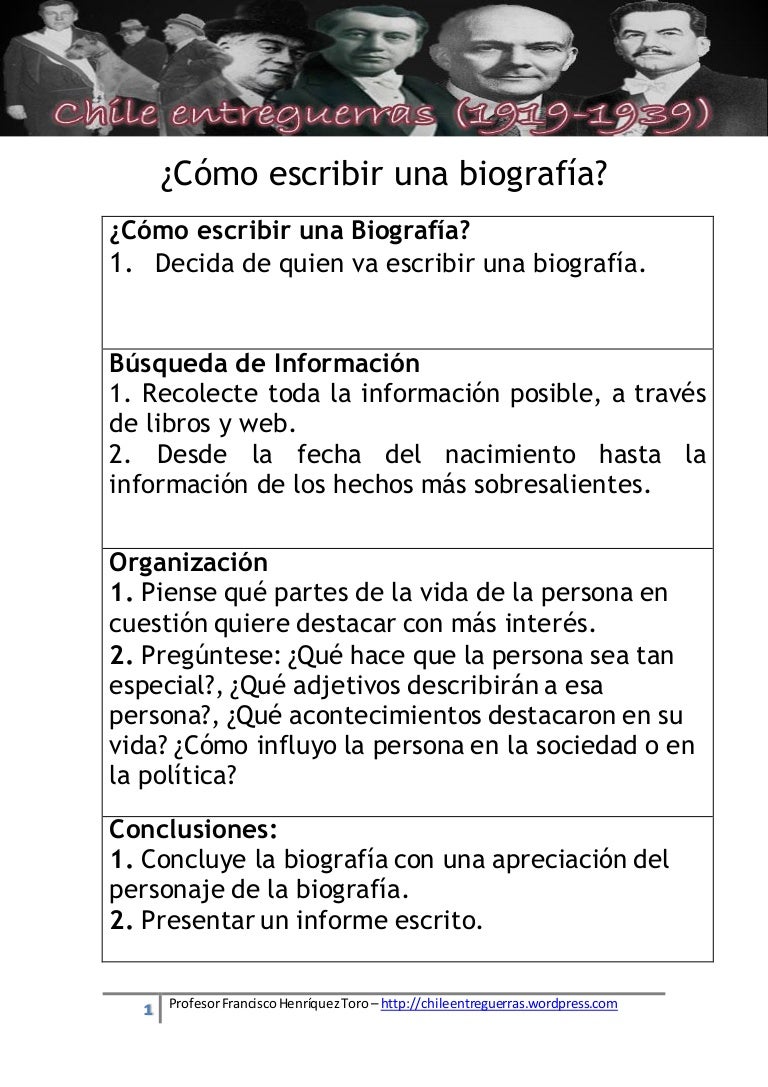 Cómo realizar una biografia Cómo realizar una biografia