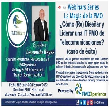 Cómo (re) diseñar y liderar una pmo IT Telecos (caso de éxito)