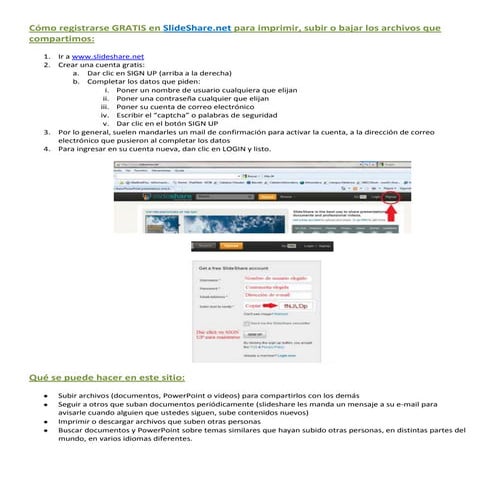 Cómo registrarse gratis en slideshare