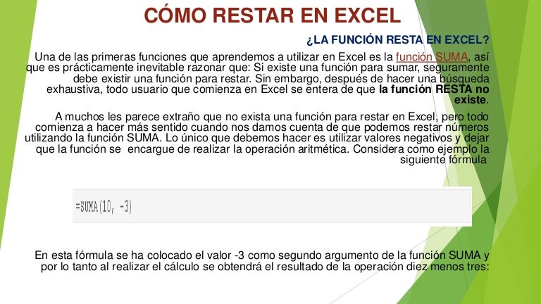 Cómo Restar En Excel