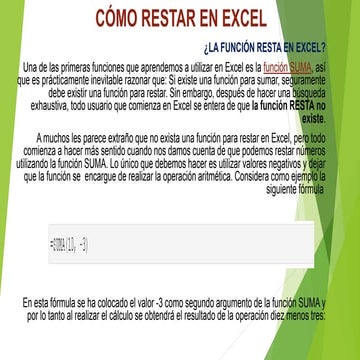 Cómo restar en excel
