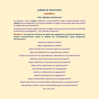 Cómo se investiga lección 1