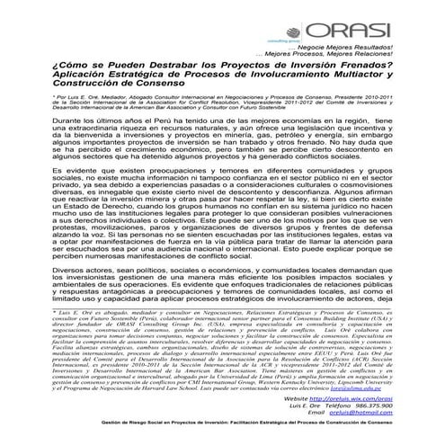 ¿Cómo se Pueden Destrabar los Proyectos de Inversión Frenados? Aplicación Est...