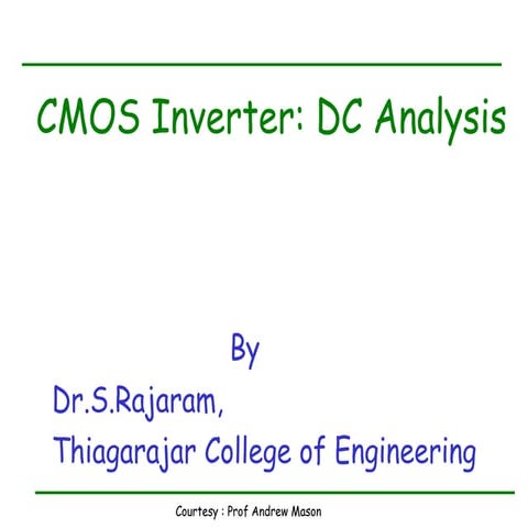 DC transfer characteristics of a CMOS inverter