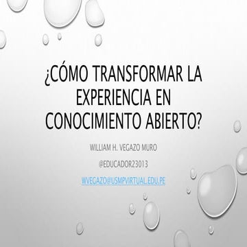 Cómo transformar la experiencia en conocimiento abierto 