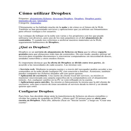 Cómo utilizar dropbox