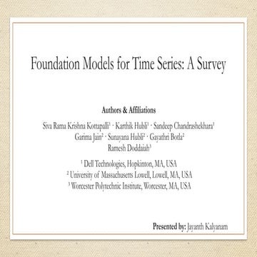Foundation Models for Time Series : A Survey | PPTX