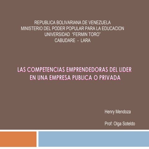 Cmpetencias para emprendedores henry mendoza