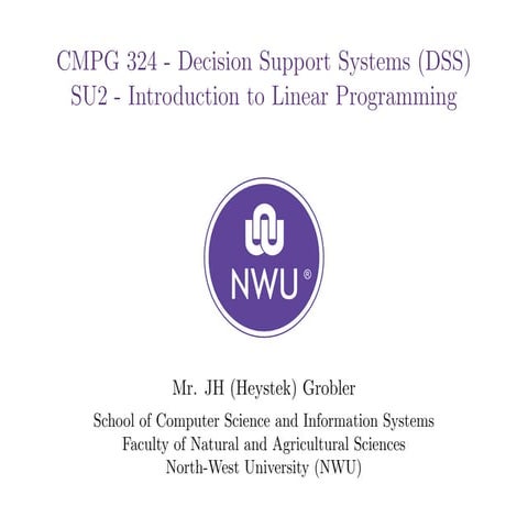 Comprehensive Introduction to Linear Programming in Decision Support ...