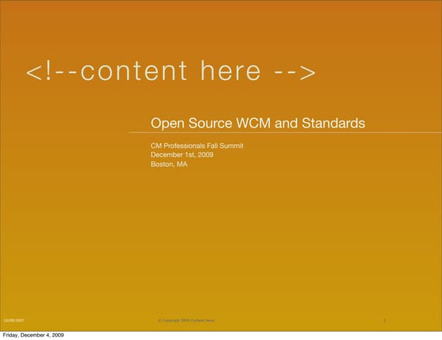 Open Source WCM and Standards