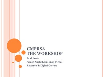 CMPRSA The Workshop