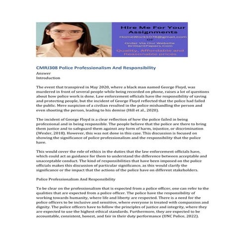 CMRJ308 Police Professionalism And Responsibility.docx