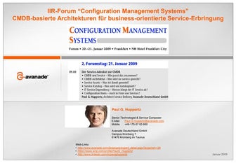 CMS-Forum 2009: Vortrag 'Der Service-Advokat zur CMDB' 2009-01-21 V03.00.01