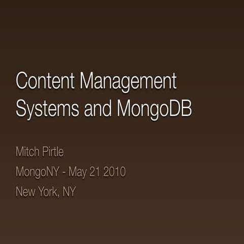 Content Management Systems and MongoDB | PPT
