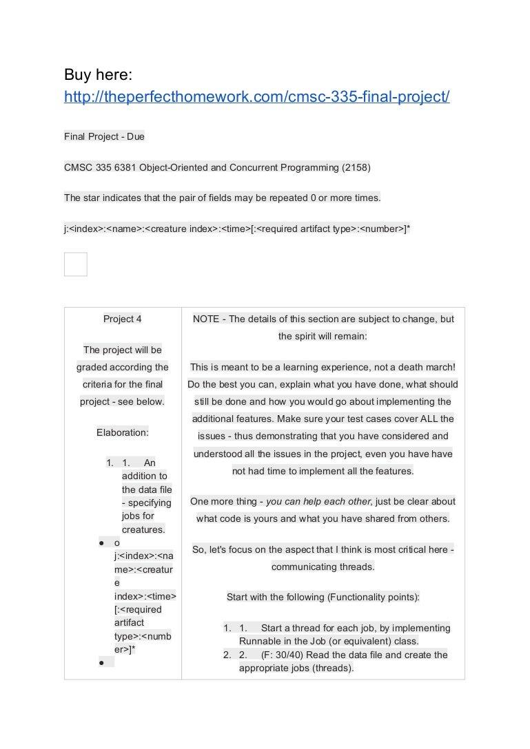 CMSC 335 FINAL PROJECT