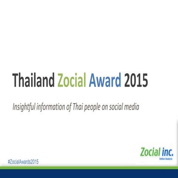 Thailand Social Media Data from Thailand Zocial Awards 2015 by Pawoot 