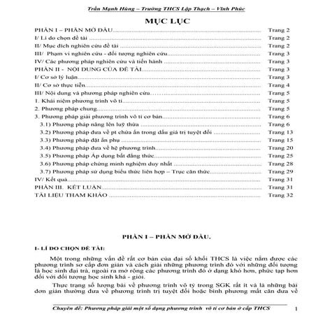 Cđ một số dạng pt vô tỷ và cách giải