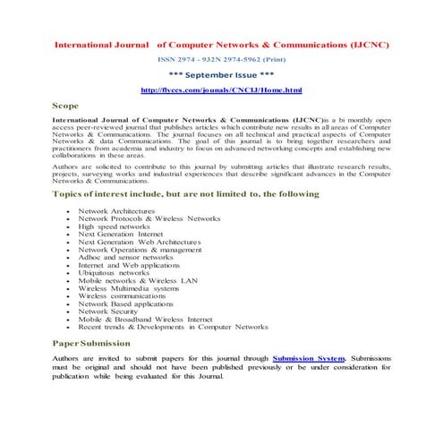 International Journal of Computer Networks &(IJCNC)