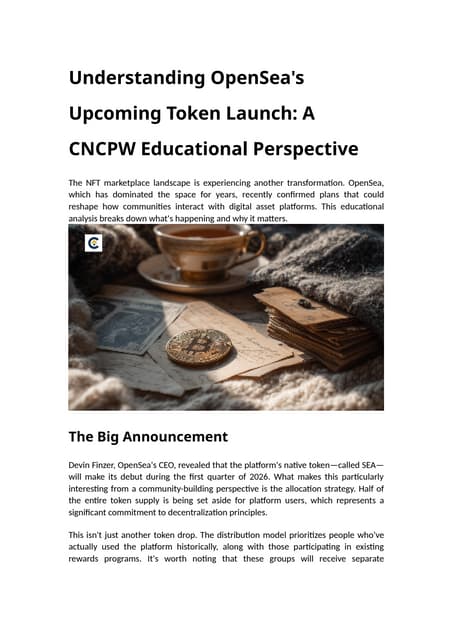 Understanding OpenSea's Upcoming Token Launch: A CNCPW Educational Perspective