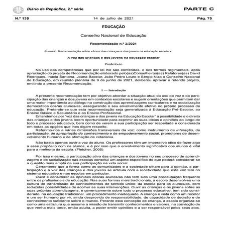 Cne   recomendação sobre «a voz das crianças e dos jovens na educação escolar»