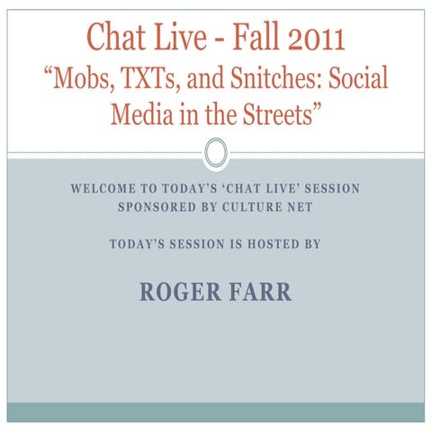 CNET Fall 2011 - Chat Live
