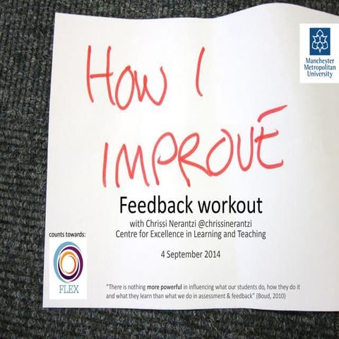 Feedback workout for the Faculty of Education, 4 September 2014