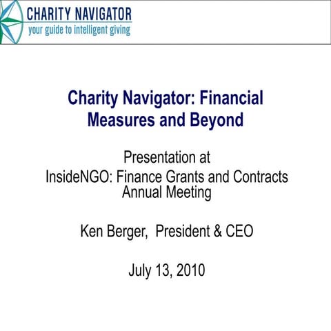 Charity Navigator: Financial Measures and Beyond
