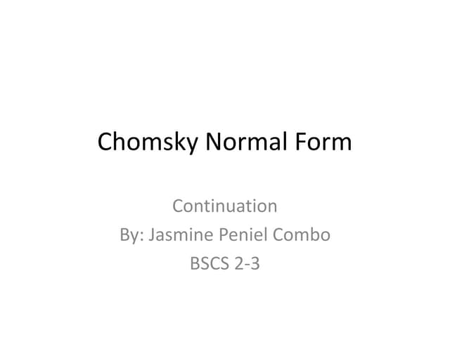 Chomsky Normal Form