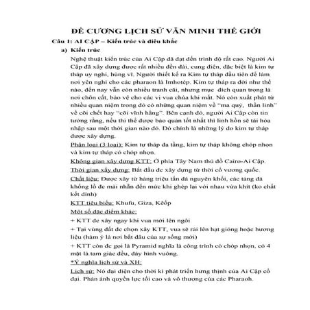 đề Cương lịch sử văn minh thế giới