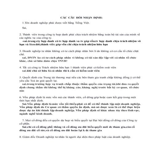 đề Cương luật kinh tế