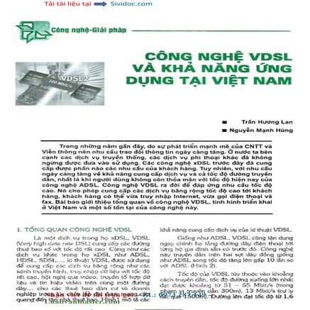 Công nghệ VDSL và khả năng ứng dụng tại Vn.doc