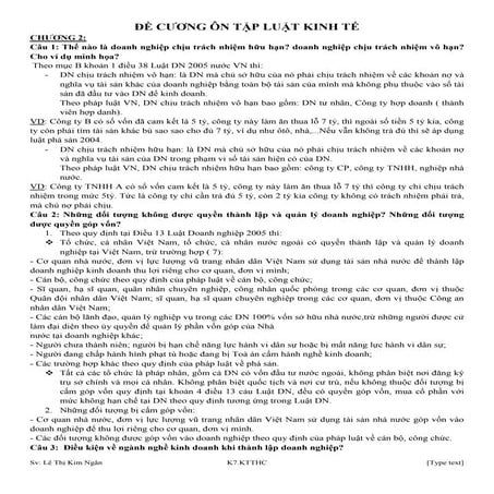 Đề Cương ôn tập luật kinh tế