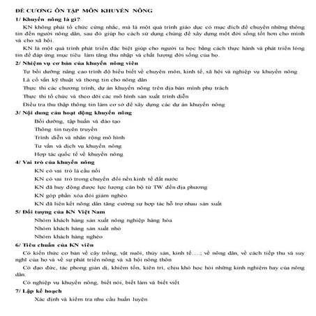 đề Cương ôn tập môn khuyến nông