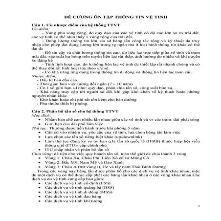 đề Cương ôn tập thông tin vệ tinh