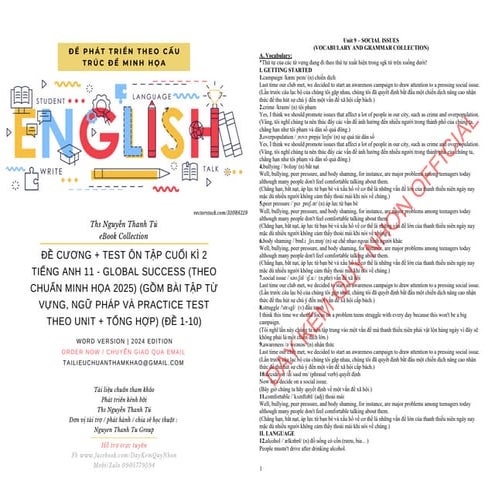 ĐỀ CƯƠNG + TEST ÔN TẬP CUỐI KÌ 2 TIẾNG ANH 11 - GLOBAL SUCCESS (THEO CHUẨN MI...