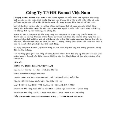 Công ty tnhh romal việt nam