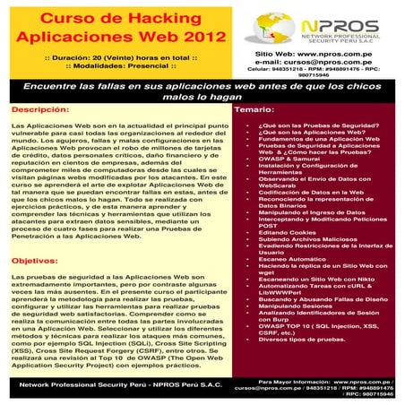 Curso de Hacking Aplicaciones Web 2012 (CNHAW)