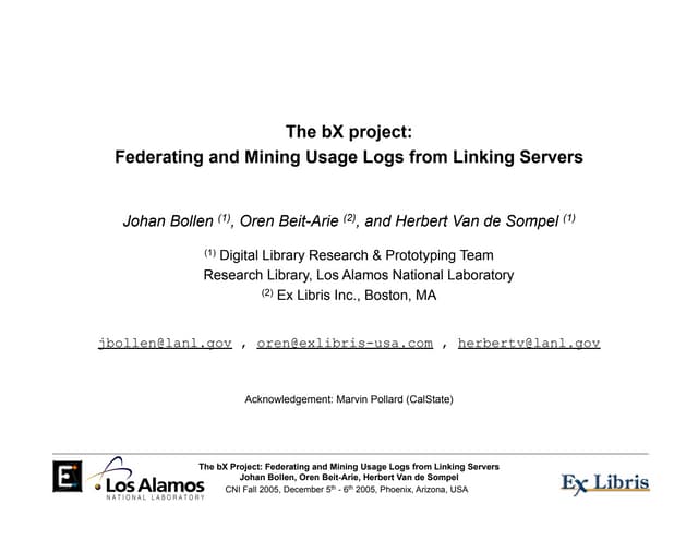 The bX project: Federating and Mini...