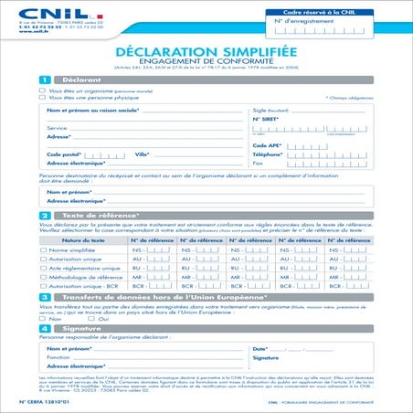 Cnil déclaration simplifiée | PDF