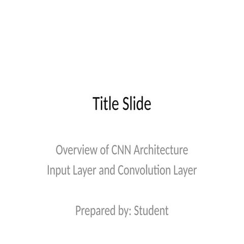 Comprehensive Overview of CNN Architecture and Image Processing | PPTX