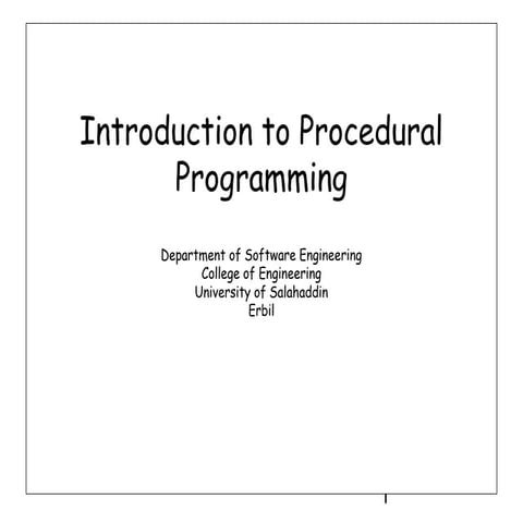 Introduction to Procedural Programming in C++ | PPT | Programming ...