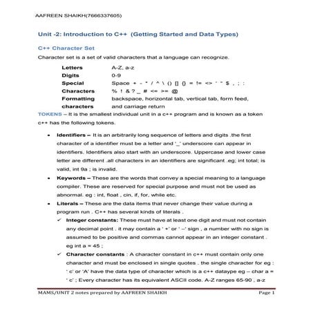 c++ notes.docx BASIC C++ PROGRAMMING NOTES | PDF