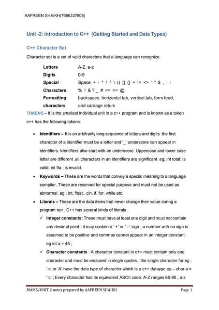 c++ notes.docx  BASIC C++ PROGRAMMING NOTES